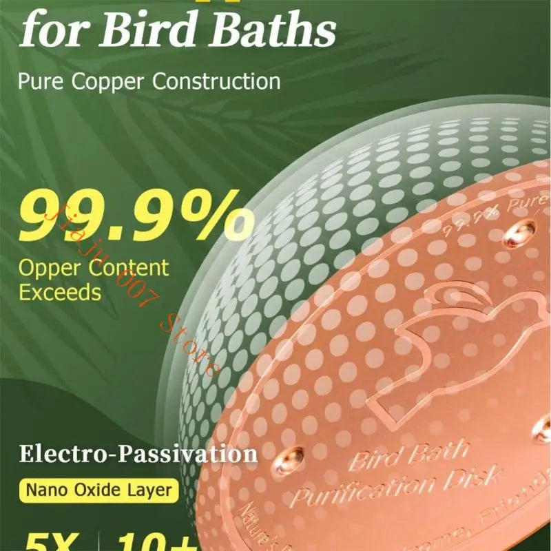 Copper Bird Bath Cleaning Disk – 99.99% Pure, 2-Pack Bird Bath Accessory Vue
