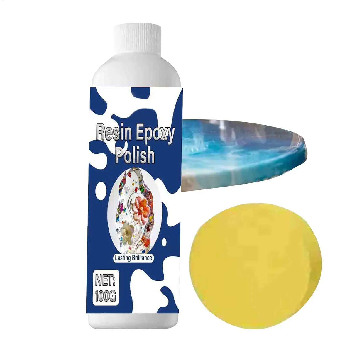 Resin Polishing Paste with Spong, Resin Polishing Compound Sanding Agents for Home Kitchen Bathroom Countertop Furniture Table Vue