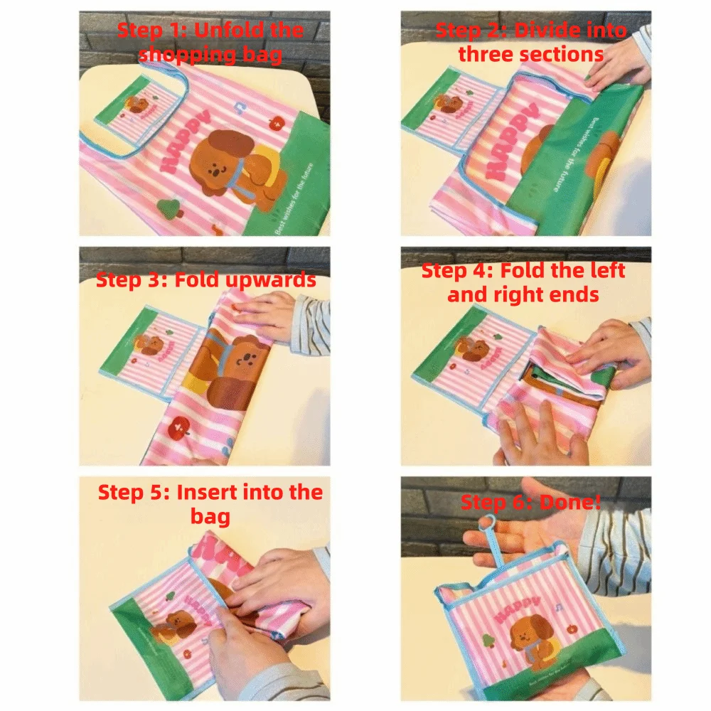 Multi-functional Large Capacity Folding Storage Bag Eco-Friendly Reusable Cartoon Shopping Bag Waterproof Handheld Bag Shopping Vue