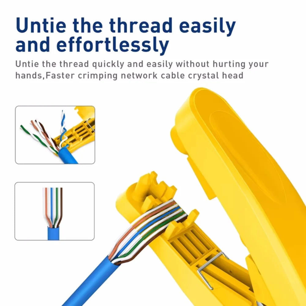 New RJ45 Ethernet Cable Stripping Tool Multifunctional Cutter with cutting,stripping,untangling and straightening function Vue
