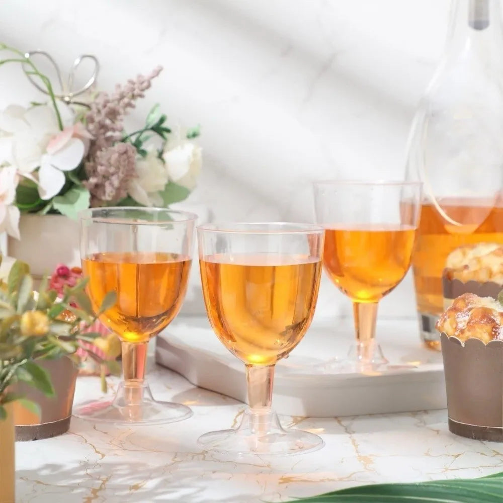 25pcs Transparent Disposable Wine Glasses 6 Oz Unbreakable Plastic Margarita Glasses Portable Drinking Cup Champagne Goblet Vue