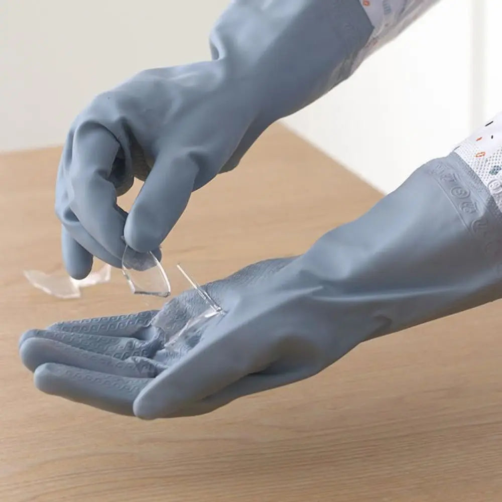 Latex Rubber Dish Washing Gloves Elastic Cuffs Velvet Winter Cleaning Gloves Long Sleeve Waterproof Housework Gloves Vue