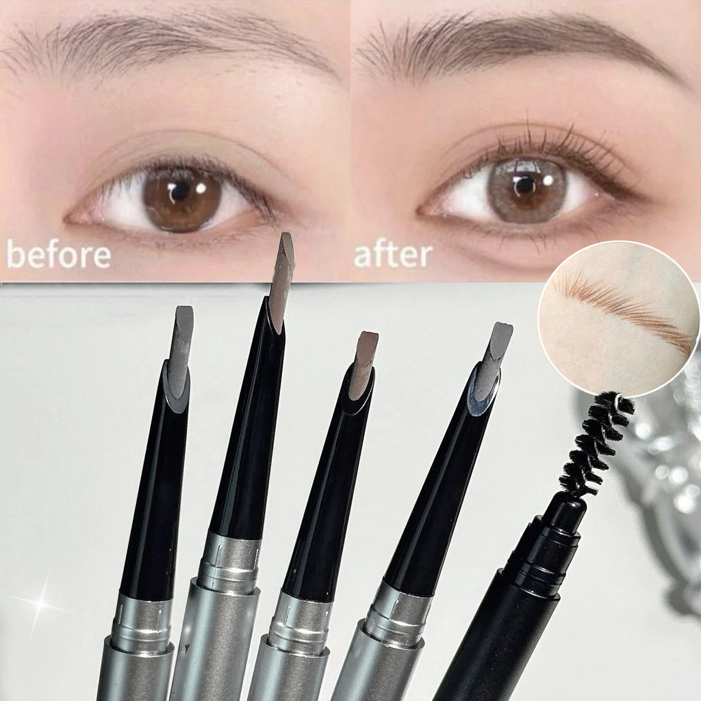Double Ended Eyebrow Pencil Tea Brown Rotatable Eye Brow Pen Sweatproof Waterproof Smooth Lasting Beauty With Brush Makeup Tool Vue
