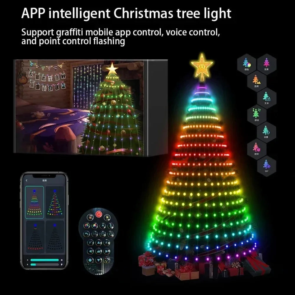 2.1M LED Christmas Tree Decorative Lights Lntelligent IDeal LED APP Control DIY Lmage Light String for Christmas Tree Decoration Vue