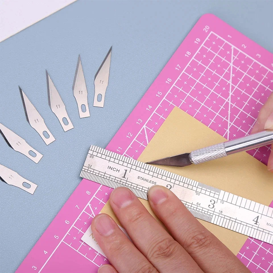 5pcs Blade Fniiva Engraving Cutter withMetal Handle Craft Carving Sculpture Paper Non-Slip Knife DIY Repair Hand Leather Tools Vue