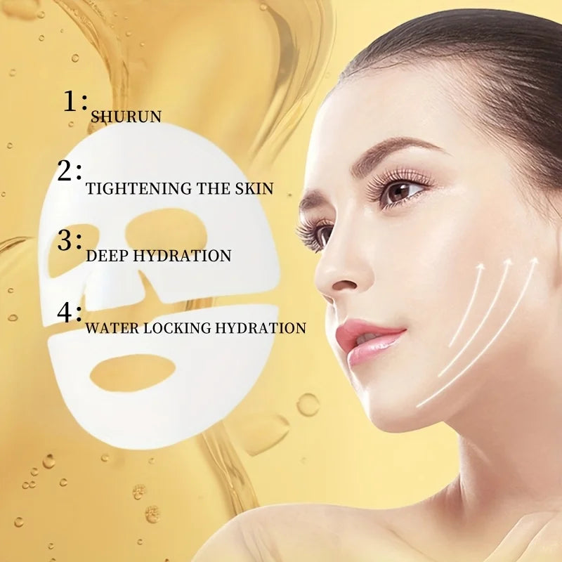 1 Box*5 Pieces of White and Yellow Collagen Face Mask, Containing Collagen + Niacinamide + Vitamin C, Moisturizing and Hydrating, Can Be Given as a Gift to Family and Friends. Vue