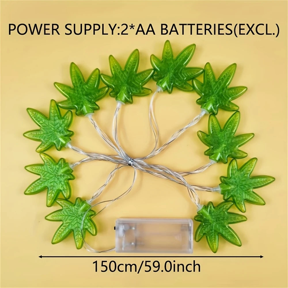 1PC 10/20 LED Green Leaf Fairy Lights, Battery-Powered, Used for Christmas, Hanukkah, Thanksgiving, New Year, Harvest Decoration Vue