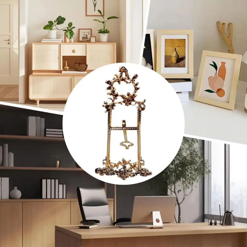 Retro Style Creative Frame Bracket Elegant Gold Art Photo Frame Holder Durable Metal Frame Plate Holder Cabinet Display Vue