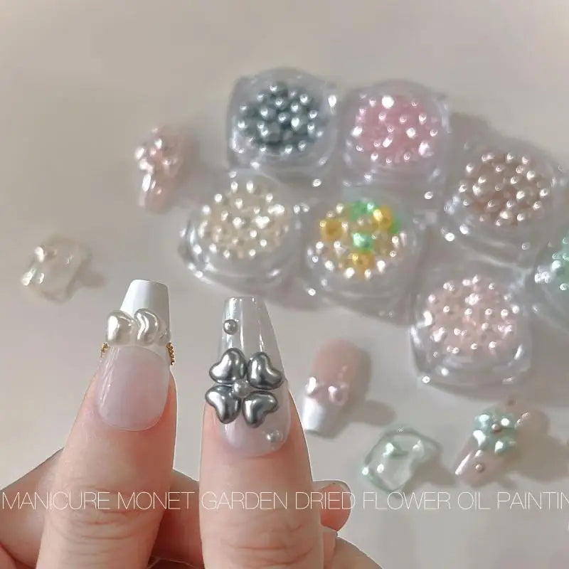 20Pcs Highlighting Love Pearl Nail Accessories 3D Peach Heart Charms Jewelry Cute Versatile Nail DIY Decoration Parts Manicure Vue