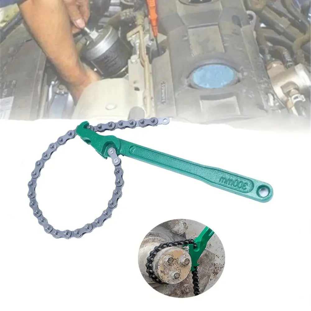 Steel Construction Chain Filter Wrench Heavy Duty Non Slip Oil Filter Wrench Multifunction Tool Ergonomic Handle Vue