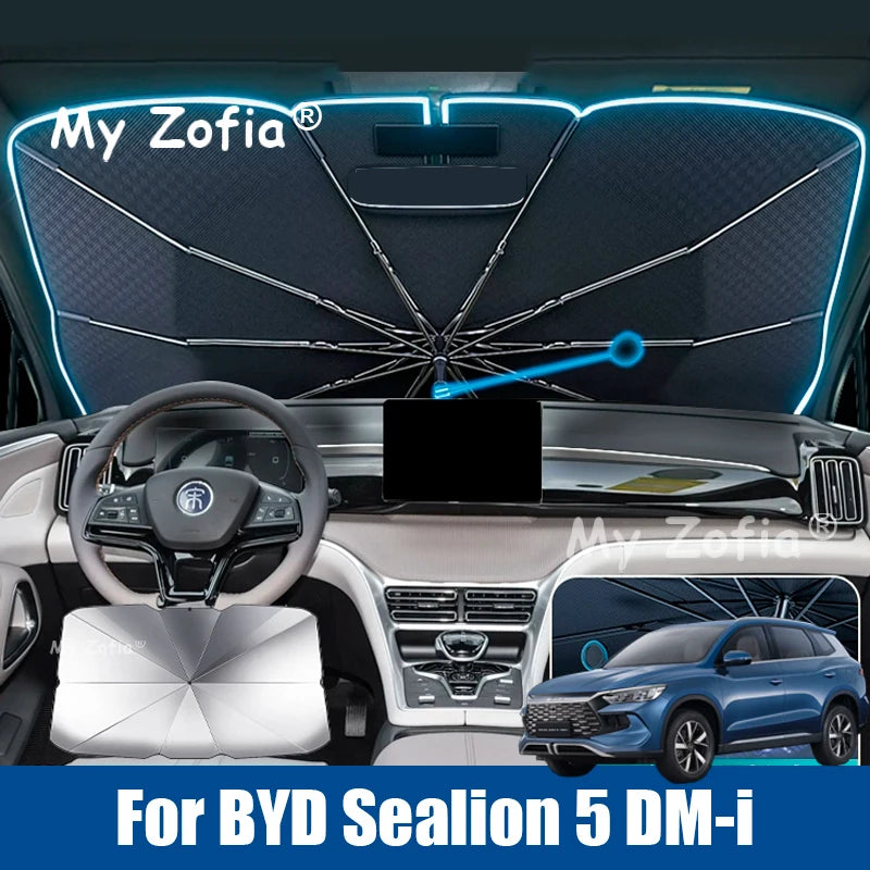 For BYD Sealion 5 DMI 2025 2026 Car Windshield Sunshade Foldable Umbrella amry Front Heat Insulation Accessories Vue