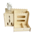 2 in 1 Rabbit Hay Feeder Detachable with Bottle Wooden Grass Dispenser Bite Resistant Guinea Pig Feeder Cage Accessories Vue Beige