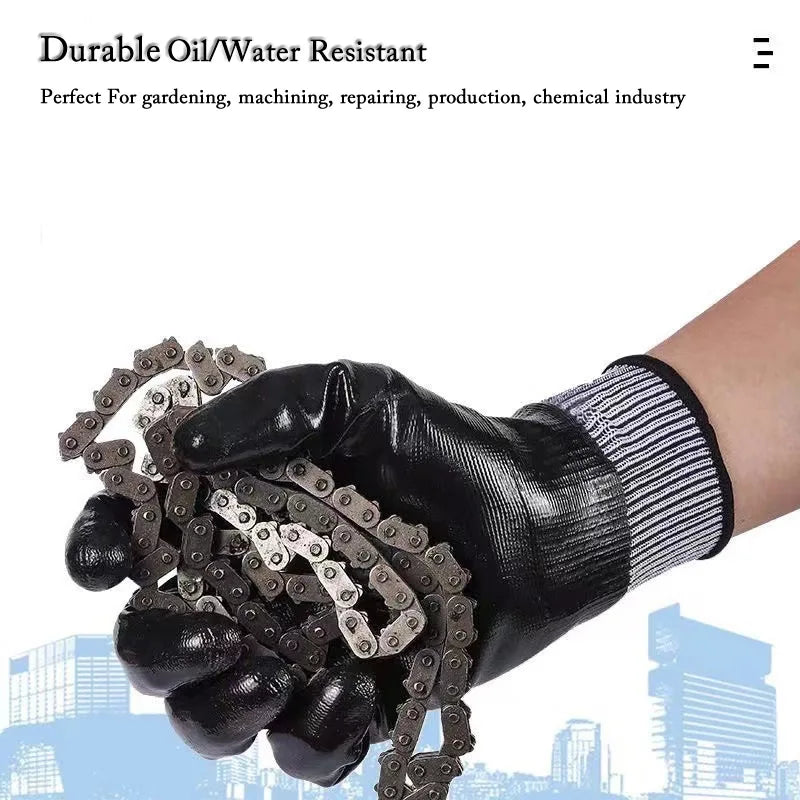 Nitrile Coated Oil/Water Resistant Work Gloves Anti-Slip Waterproof Gloves For Garden Repairing Fishing Work Safety Gloves Vue