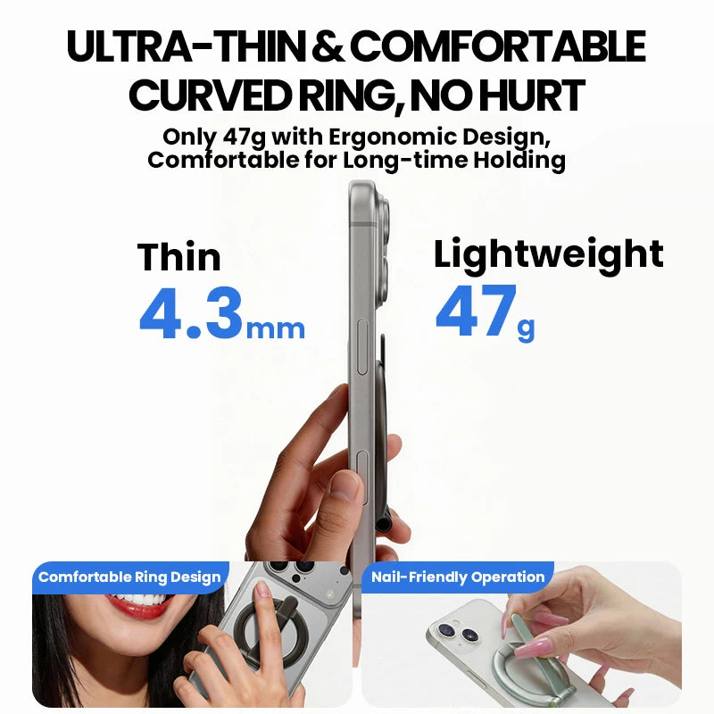 Ultra-thin Cell Phone Ring Holder Magnetic Ring Foldable Kickstand Magnet Grip Desktop Stand for Phone Vue