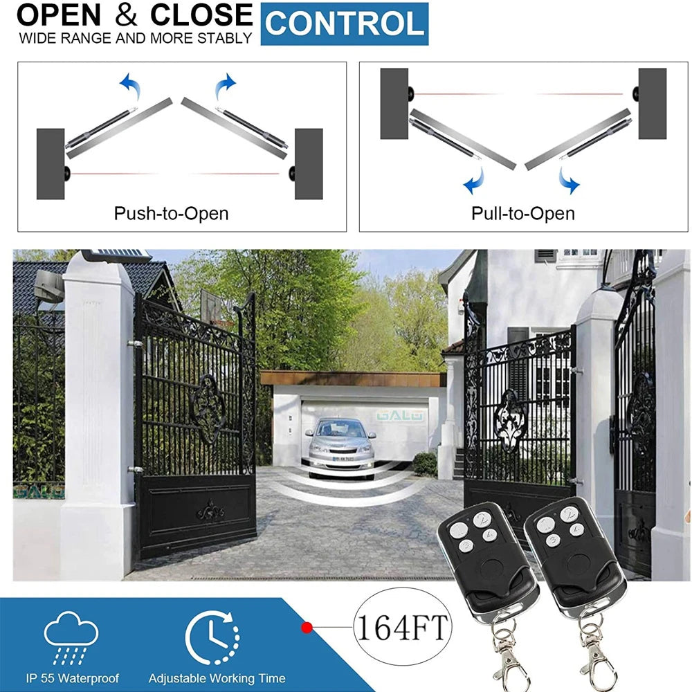 AC110V/220V to 24V Electric Automatic Strong Dual Arm Swing Gate Opener Up to 660 Lbs Hardware Driveway Door KIT Vue
