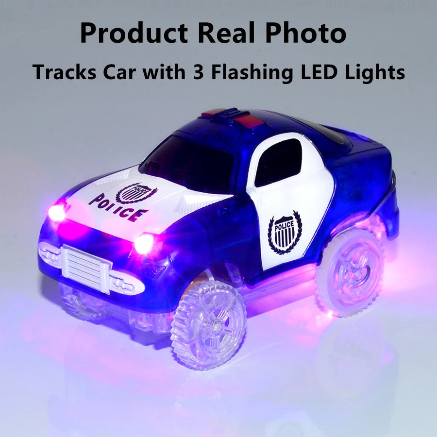 Mini Tracks Cars, LED Light Race cars for Magic Tracks Glow in the Dark, Compatible with Most Car Tracks Gifts for Kids Vue