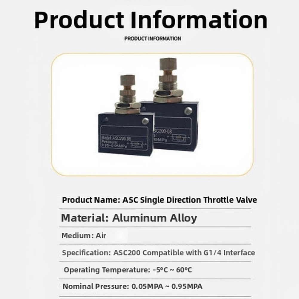 Pneumatic One-Way Throttle Valve ASC Series | Flow Control Pneumatic Throttle Valve Vue