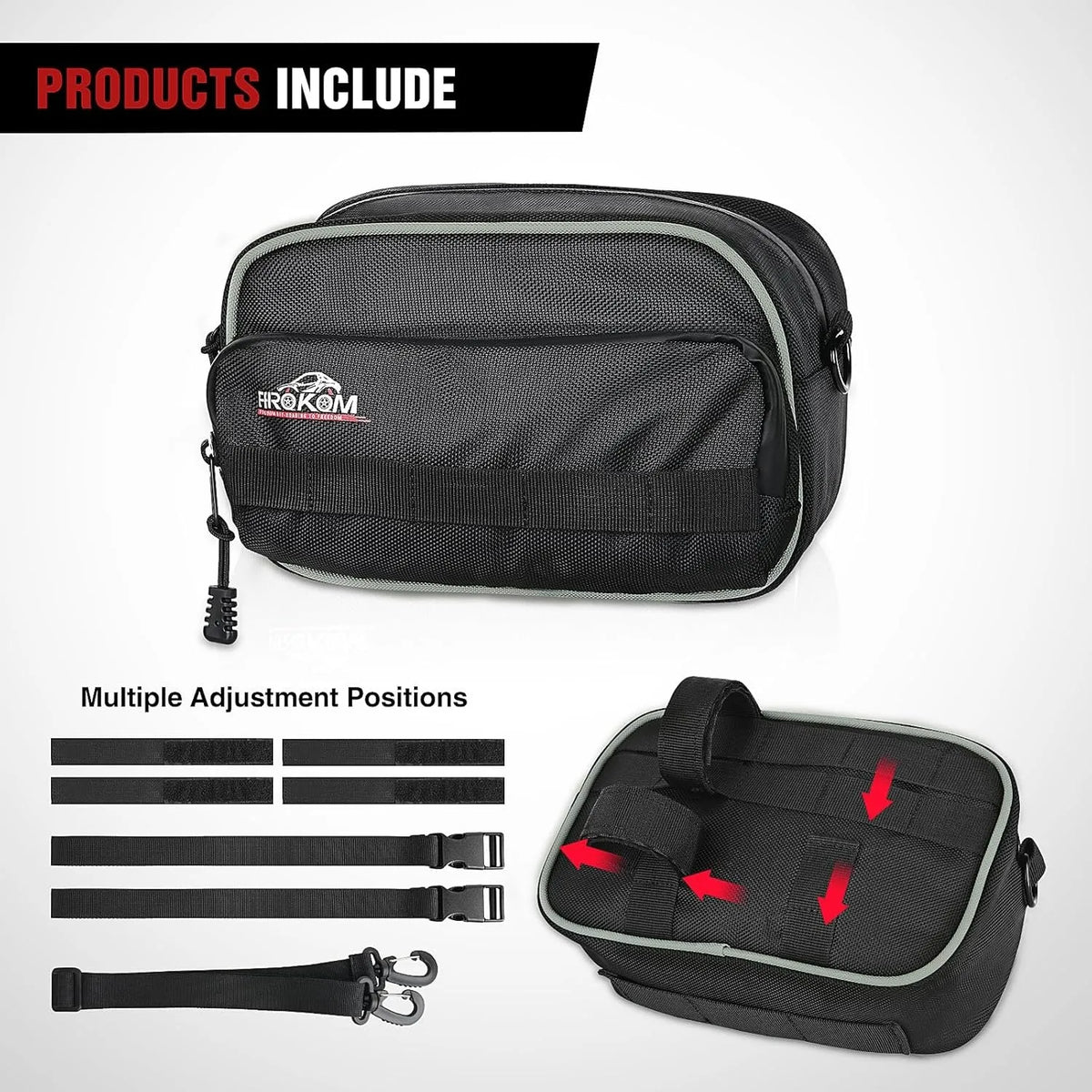 Nilight Motorcycle Handlebar Bag, Universal Front Fork Tool Bag, Waterproof PU Leather Sissy Bar Storage Bag for Harley Cruiser Softail Dyna Sportster, Black Vue