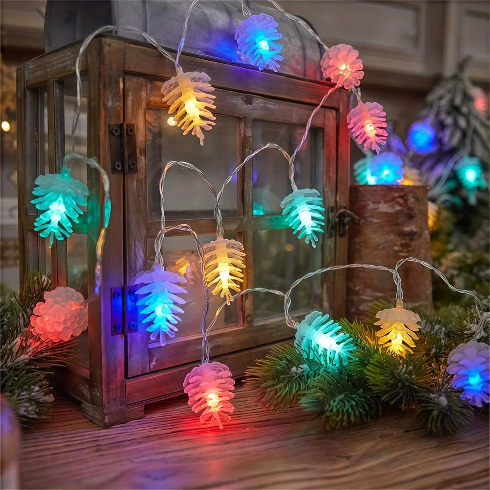 1PC 1.5/3M Battery Powered Pinecone Fairy String Lights, LED Christmas Tree Lights with Pine Cones for Living Room,Bedroom,Party Vue