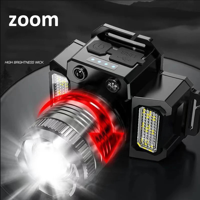 LED Sensor Headlamp Camping Search Light Head Flashlight Rechargeable Powerful Head Lamp Front Lanterns Headlights 5 Styles Vue