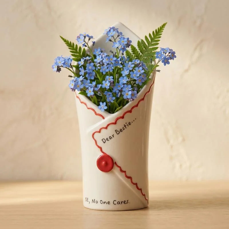 Creative design ceramic vase, romantic envelope vase, high aesthetic value, ins-style home decor, home use flower arrangement Vue
