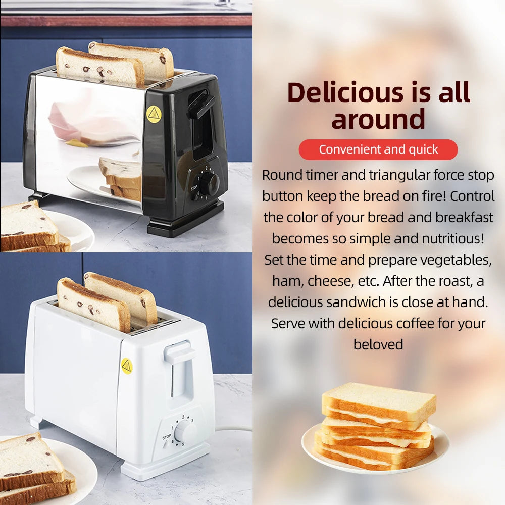 Toaster 2 Slice Wide Slot with 6 Preset Temperature and Timing Small Stainless Steel Bread Toaster with Manual Stop Vue