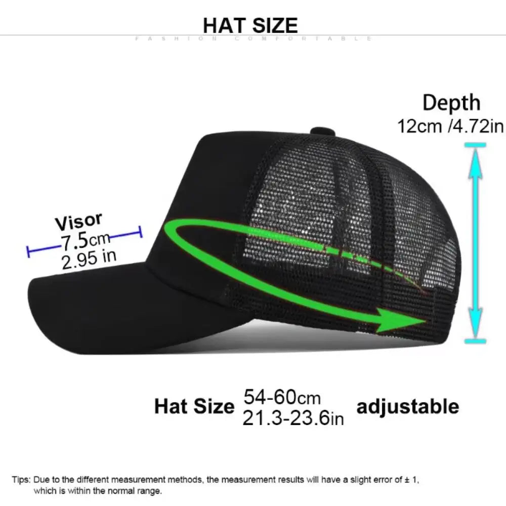 Fashion 5 Panels Baseball Cap Solid Hard Breathable Trucker Hat