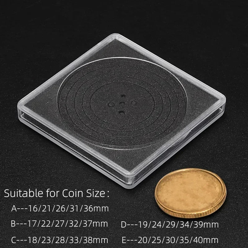 10PCS Plastic Square Coin Holder Capsules Container Coin Transparent Gaine Small Round Coin Collection Boxes Display 16mm-40mm Vue