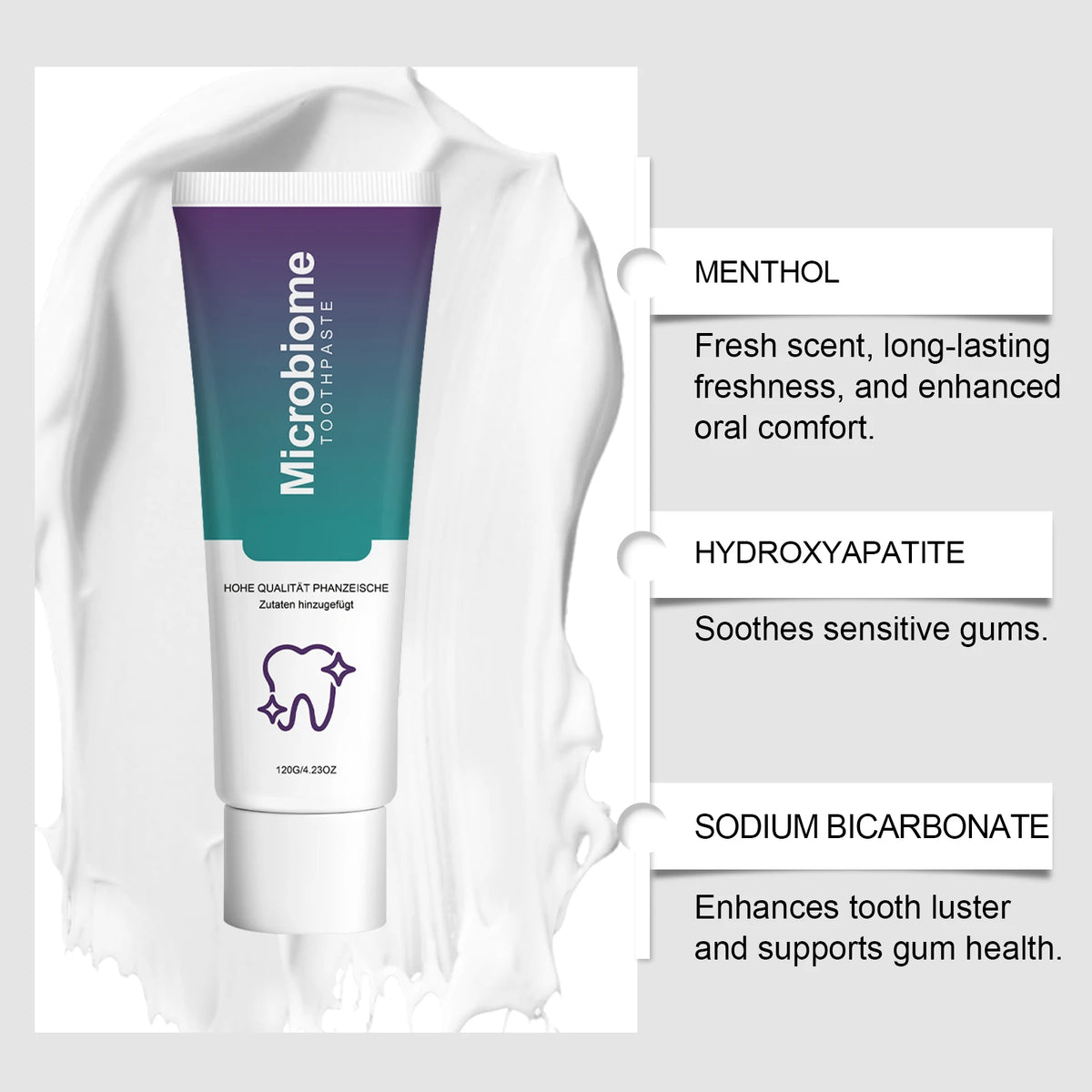 Mint Toothpaste Cleans Tooth Surfaces, Effectively Freshens Breath, Feels Light and Non-Sticky, Ideal for Daily Gentle Oral Care Vue