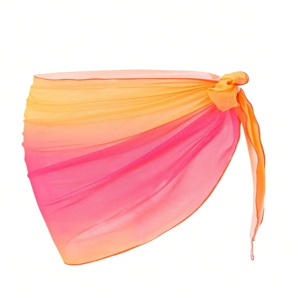 Chiffon Material Beach Dress Short Length Sheer Fabric Sarongs Vue Orange Pink One Size