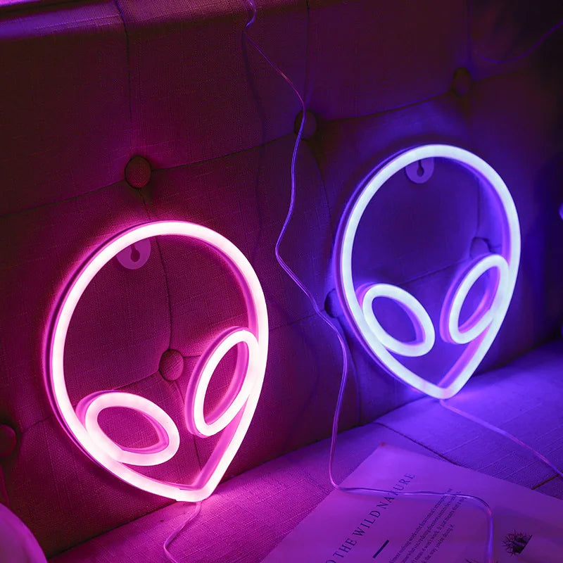 Green Alien Neon Signs for Wall Decor Bedroom Man Cave Game Room Home Bar Party Decor LED Alien Neon Light for Kid Birthday Gift Vue