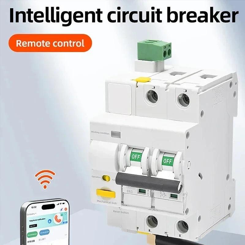 Tuya Wifi Smart Circuit Breaker Remote Control Short Circuit Protection Timed Switch With Auto Reclosing Function AC230V 2P 63A Vue
