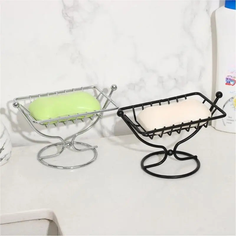 Square Metal Soap Dish Holder Rustproof Wire Soap Rack Creative Draining Soap Holder For Bathroom Kitchen Countertop Vue