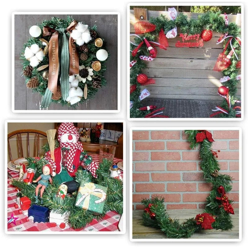 1-4PCS Christmas Decoration Artificial Pine Garland Green Soft Wreath for Holiday Wedding Party Indoor Outdoor Fireplace Decor Vue