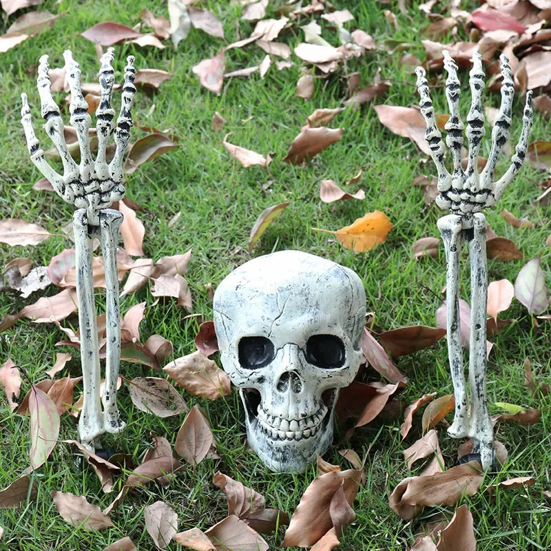1/2/3pcs Halloween realistic skull hand arm Halloween party home garden lawn decoration haunted house horror props. Vue 3pcs