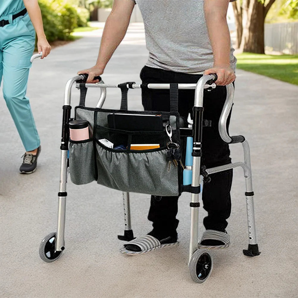 Walker Bag with Cup Holder – Rollator Side Organizer Bag Walker Organizer Bag Vue