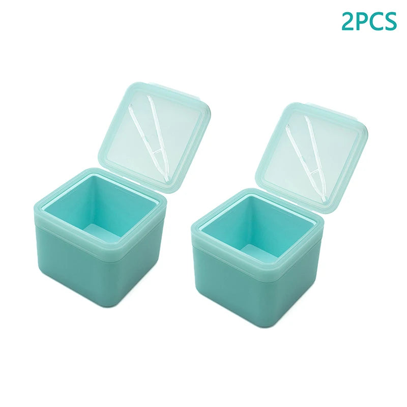 Double Layer Makeup Remover Cotton Box WIth Tweezers Wide-mouth Flip Storage Box Cover Cotton Pads Organizer Nail Art Tool Case Vue 2PCS