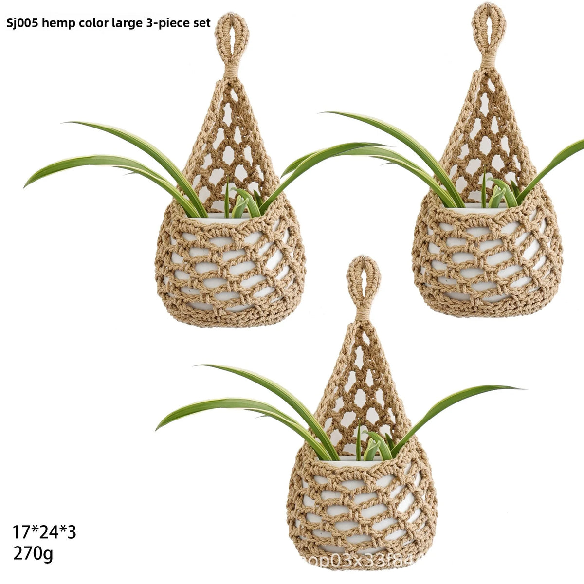 1/3pcs Hand Woven Bird's Nest Drip Net, Hand Woven Cotton Rope hook, Woven Fruit vase Mesh bag Storage Vue