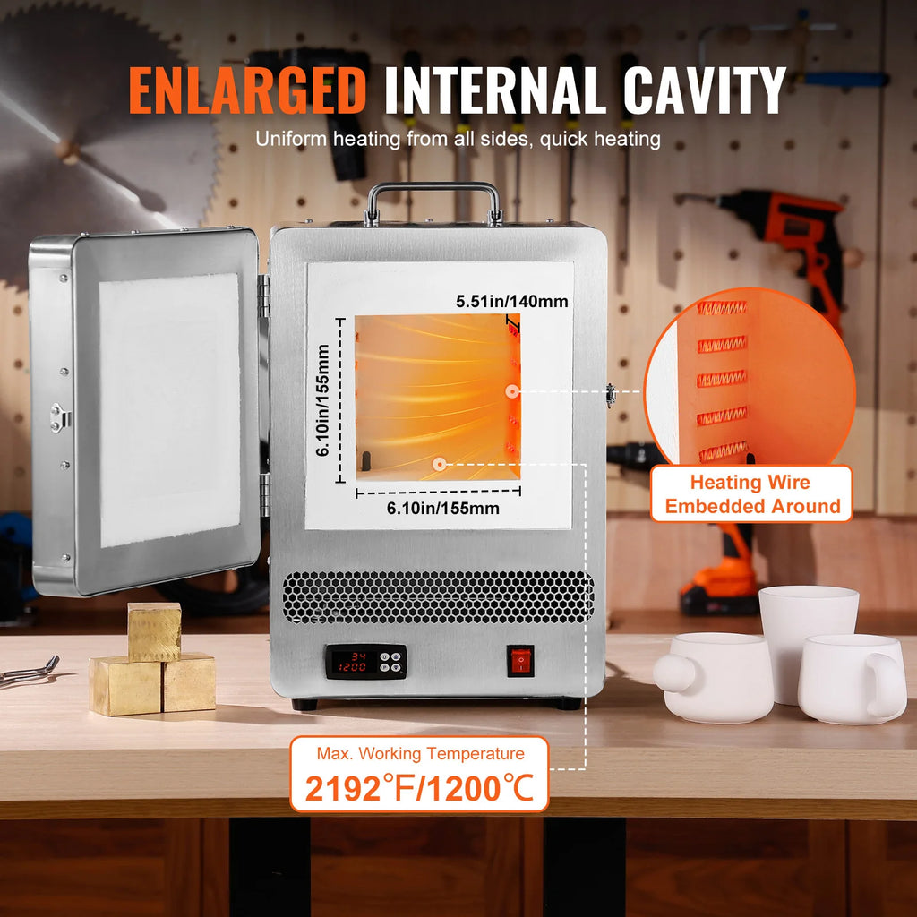 1500W Tabletop Electric Kiln Melter – 2192°F Gold Melting Furnace Electric Kiln Melter Vue