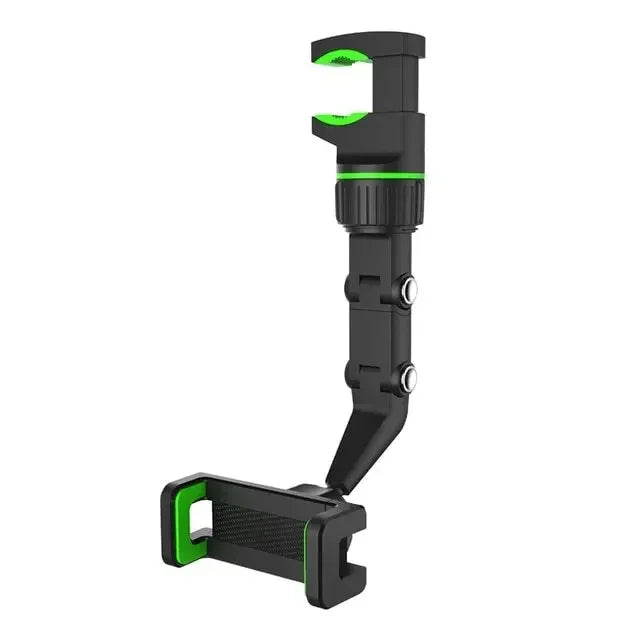 Rearview Mirror Phone Holder, 360° Rotatable and Retractable Car Phone Mount, Multifunctional Vue green