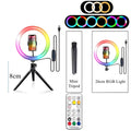 RGB Ring Light Lamp Ring Round With Remote Control For Smartphone Mobile Led Video Light Ring Make Youtube Photographic Lighting Vue With Mini Tripod