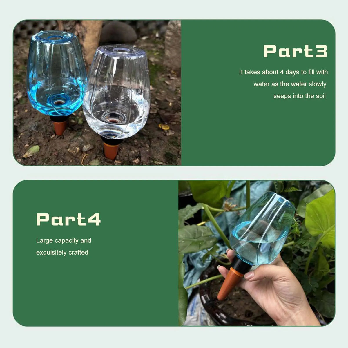1/4pcs Plant Self Watering Globes Automatic Drip Irrigation System 350ml Transparent Watering Bulbs for Indoor/Outdoor Plants Vue