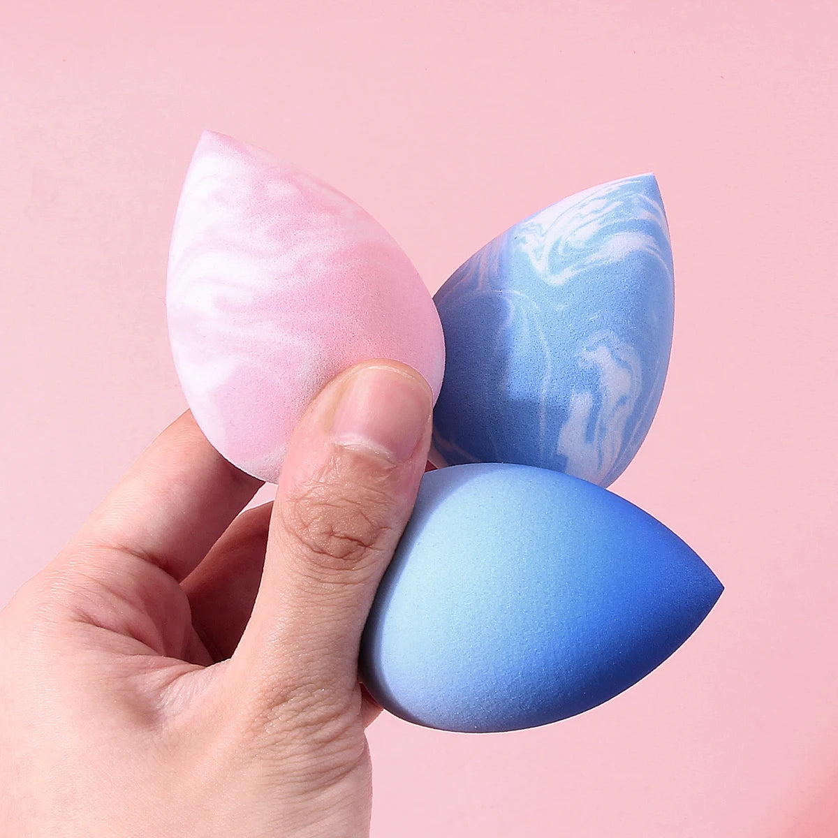 3Pcs Marble Makeup Sponge Blender, Soft Skin-friendly Beauty Sponge for Foundation, Professional Cosmetic Puff for Daily Makeup Vue