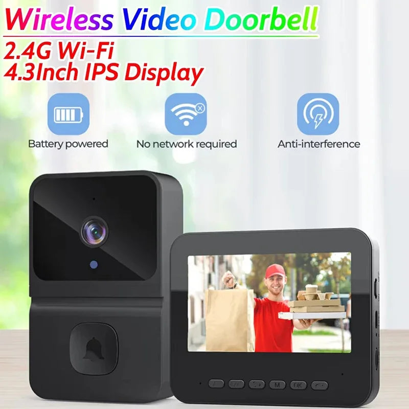 2.4G WiFi Wireless Video Doorbell two Way Audio Intelligent Video Intercom Doorbell Infrared Night Vision for Home Surveillance Vue