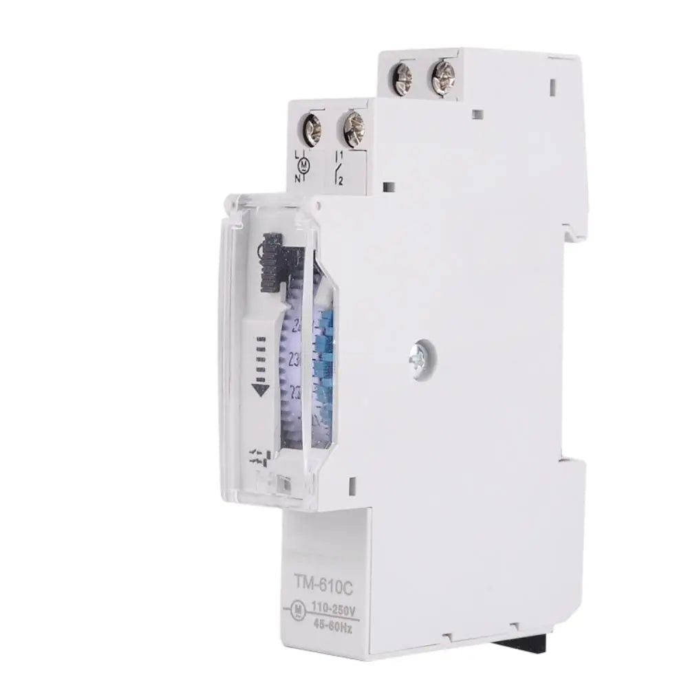 TM610C 110-250V 16A Quartz Mechanical Timer 24 Hour Programmable Din Rail Relay 15 Minutes Interval Time Switch Gauge Instrument Vue