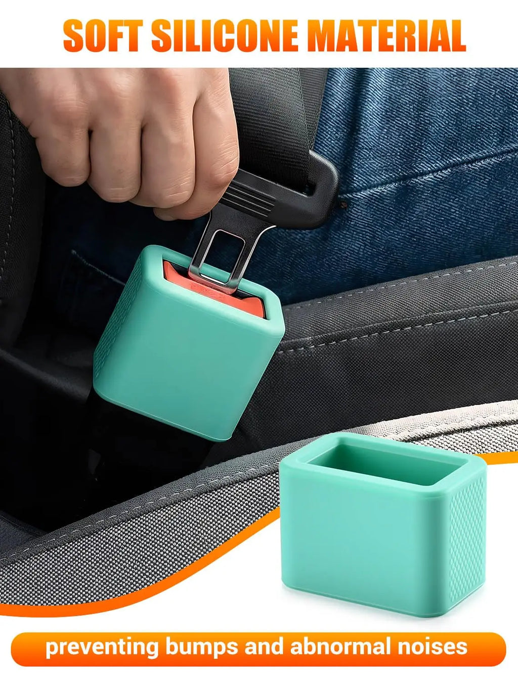 2Pcs Glow-in-the-Dark Seat Belt Buckle Holder, Silicone Rear Booster - Makes Receptacle Upright for Quick Access, Universal Fit Vue