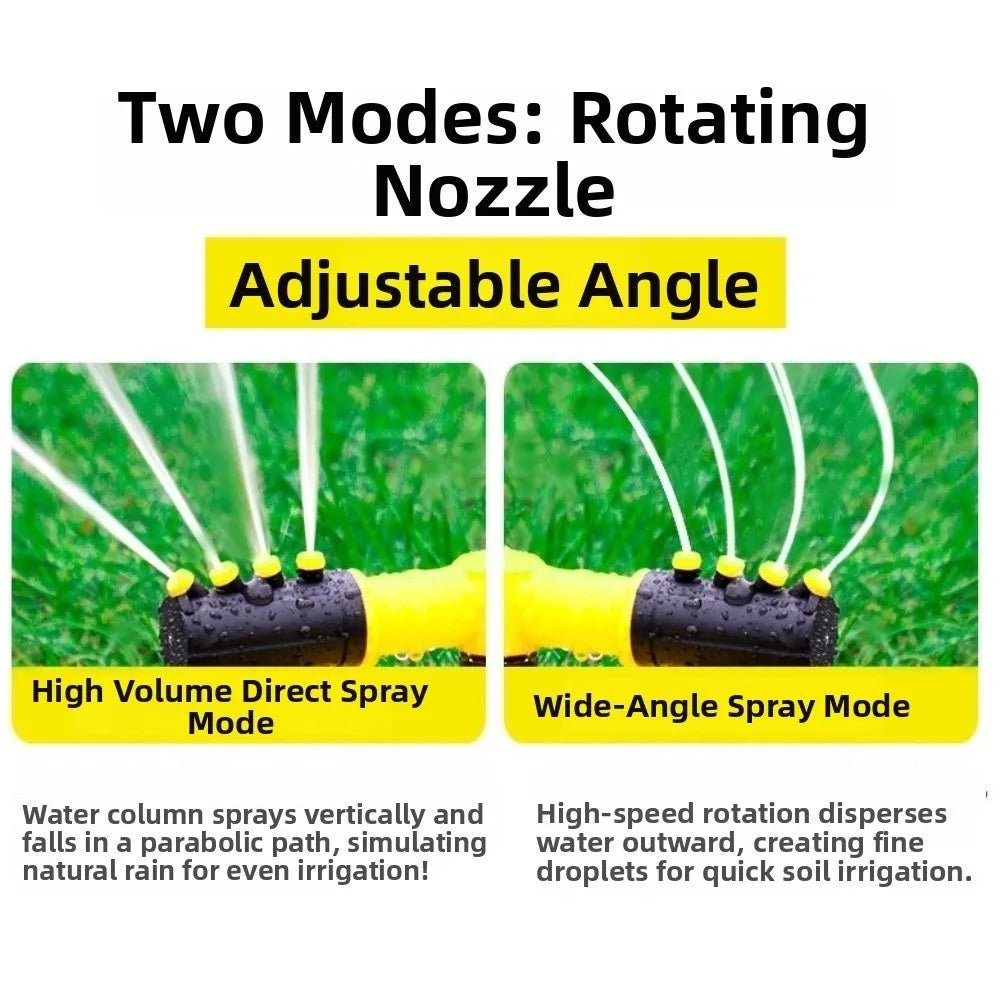 3-Arm Rotating Sprinkler Durable Heavy Duty 360 Degree Sprinkler Adjustable Wide Coverage Garden Sprinkler Flower Bed Vue