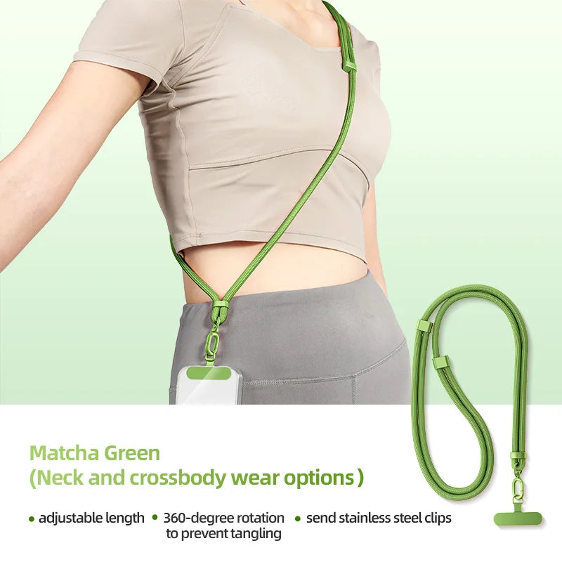 Phone Lanyard Adjustable Detachable Neck Cord Outdoor Universal Crossbody Strap Card Clip for Mobile Phone Case Vue Green Nylon / Spandex