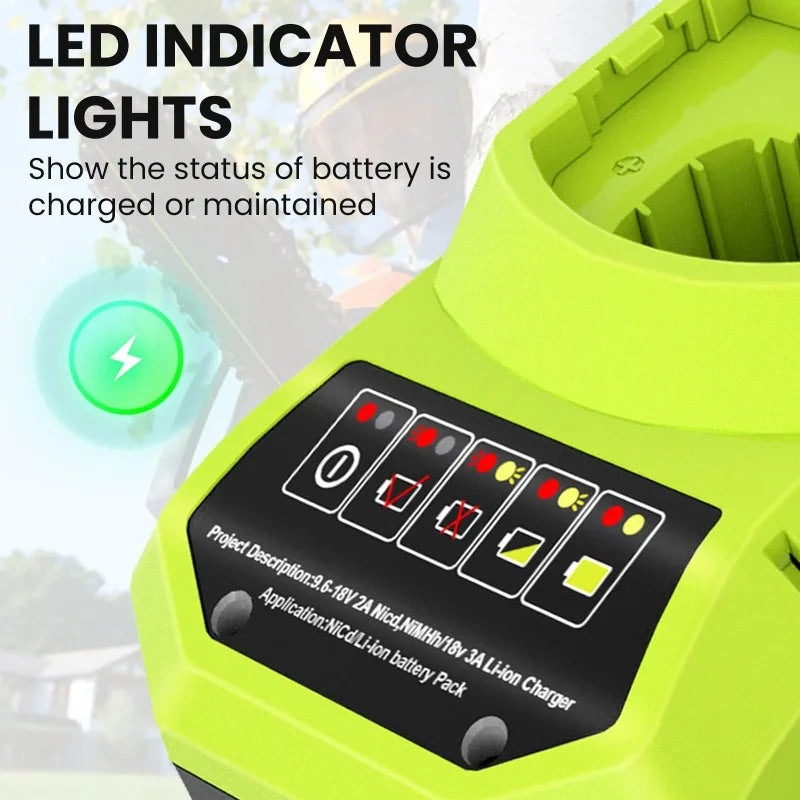 P117 Lithium-ion Battery Fast Charger Portable Battery Charger for RYOBI 19.6–18V Batteries Power Tool Battery Charging Station Vue