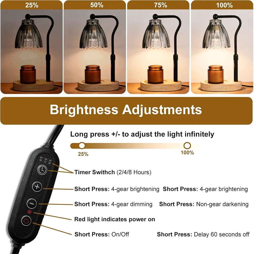 Candle Warmer Lamp with Timer Dimmable Wax Warmer Lamp Modern Candle Heater Lamp for Birthday House Warming Day Gifts Home Decor Vue